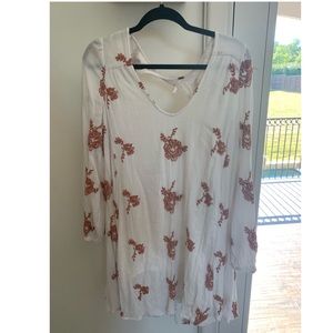 FREE PEOPLE White Dress with Orange flowers